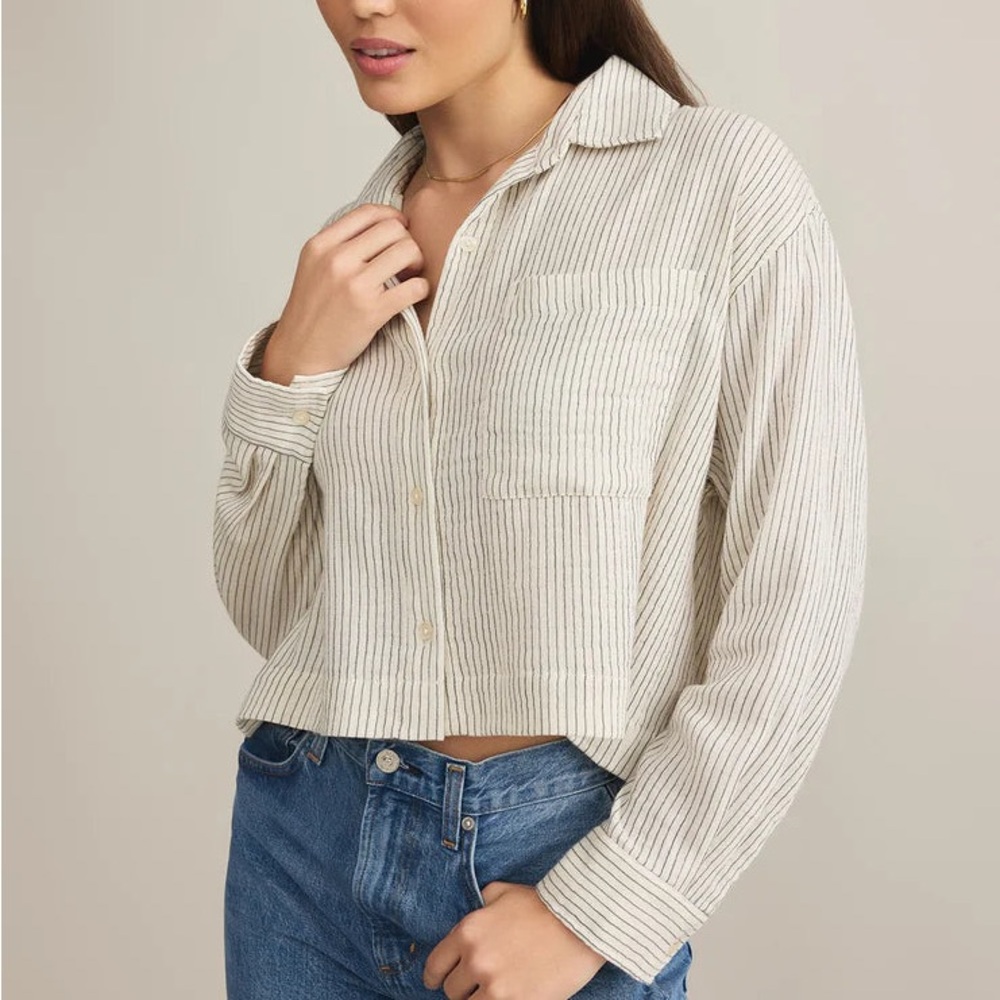 Z Supply Cream Striped Blouse
